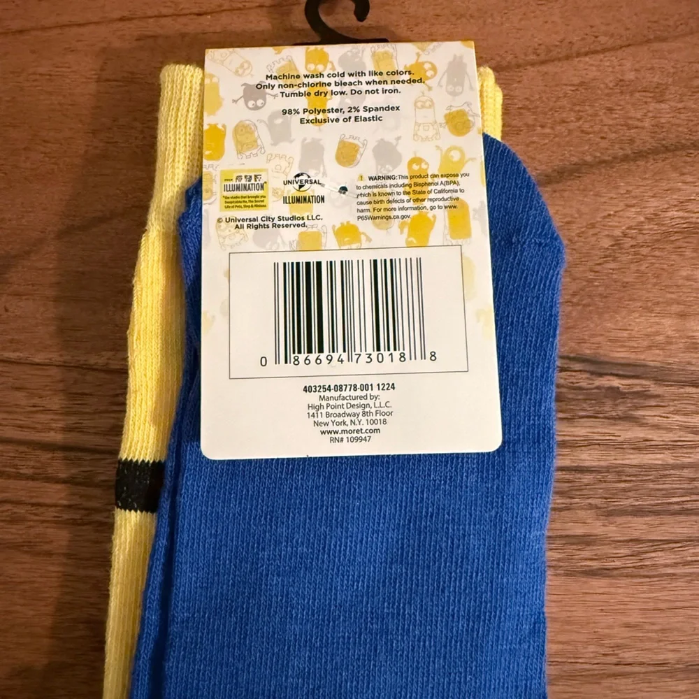 Despicable Me MINIONS Novelty Crew Socks | 2-Pairs | NWT‎